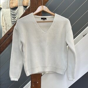quince organic cotton vneck fisherman sweater ivory small